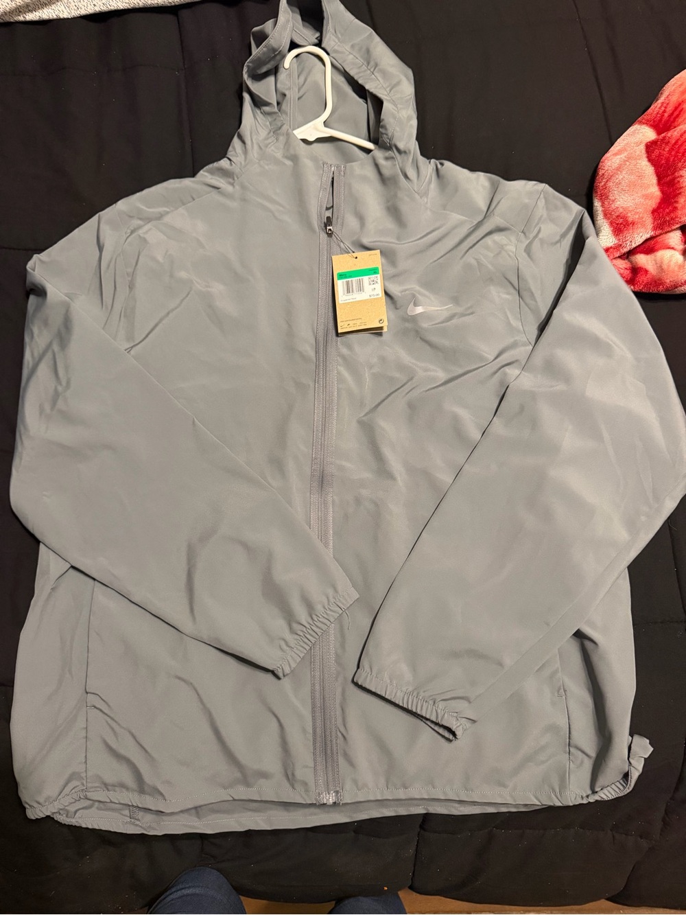 Nike Men's Light Gray Hooded Windbreaker Jacket